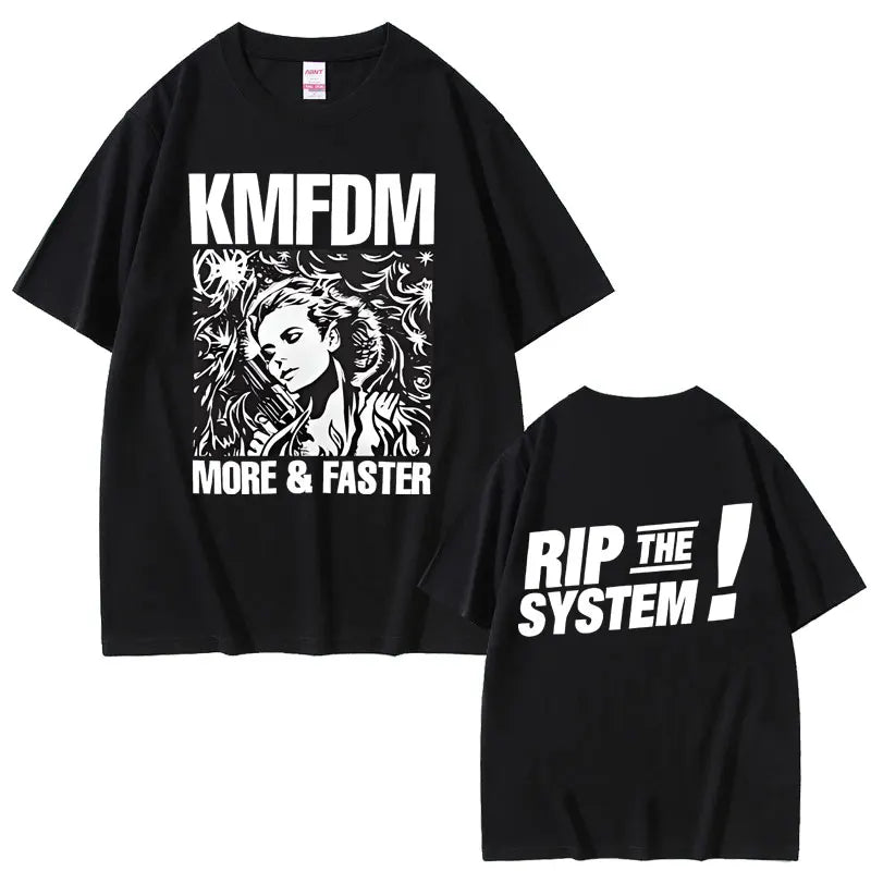 Rock Band Kmfdm Tour 97 Graphic Print T-shirt Summer Men Women Vintage Gothic Punk  Streetwear Male Casual Pure Cotton T Shirts