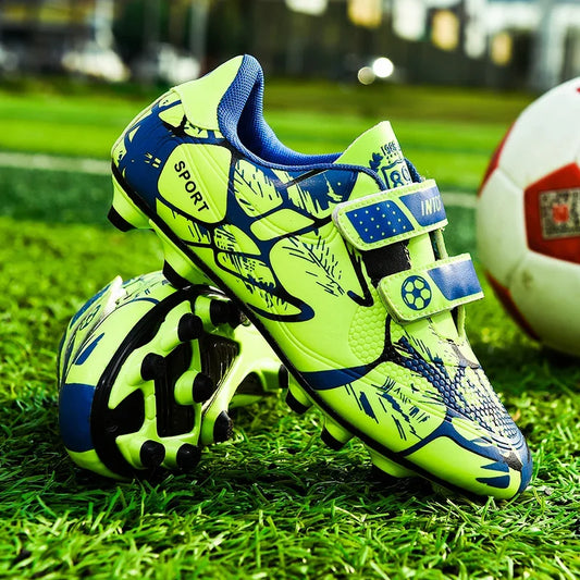 Kids Soccer Shoes Outdoor Non-Slip Football Sports Shoes Boy Training Shoes Child HOOK&LOOP Lightweight Children's Soccer Cleats
