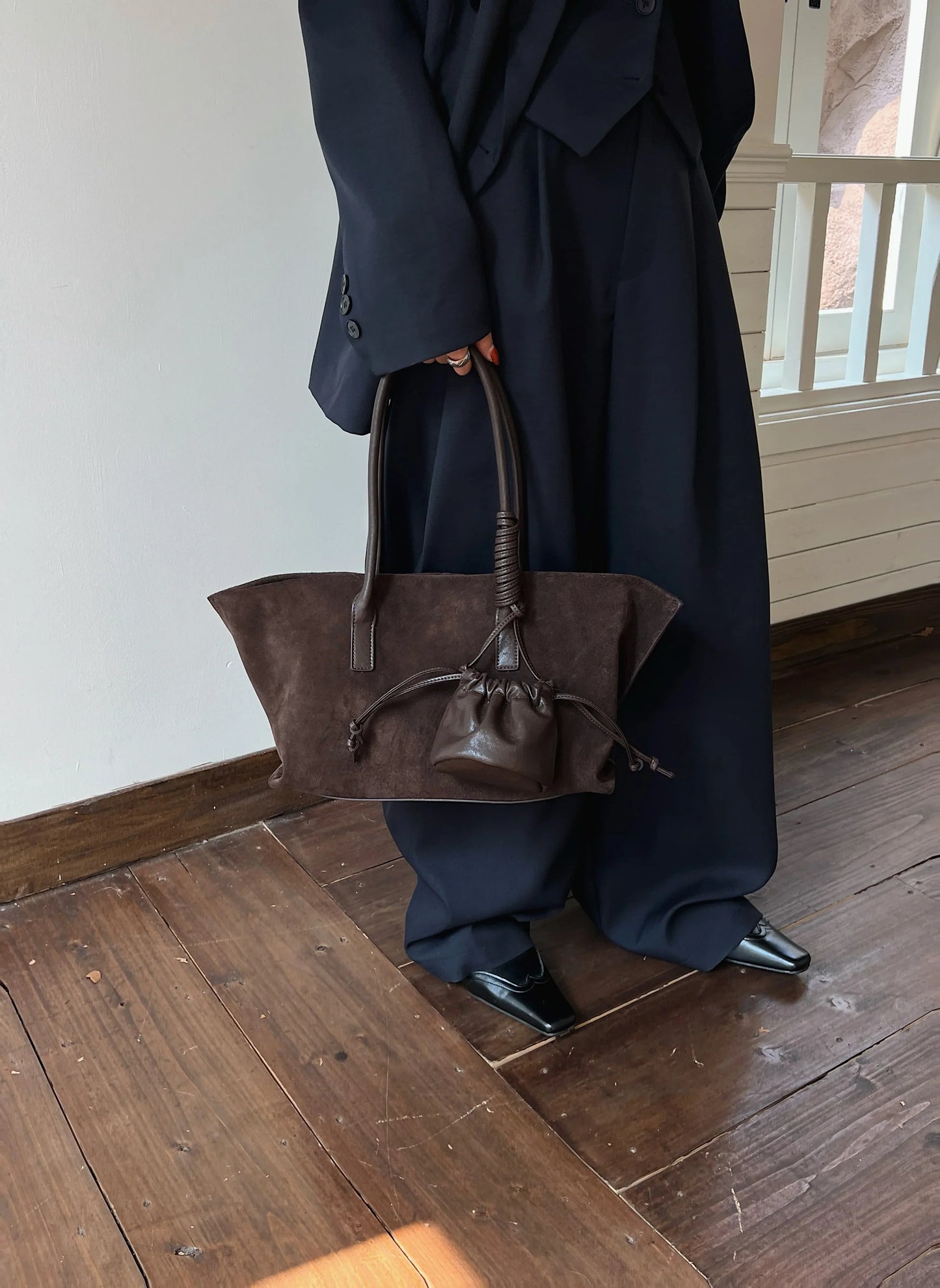 Vintage Large Capacity Suede Tote Bag Designer Trapeze Shoulder Bags for Women Luxury Genuine Leather Handbag and Purse 2026