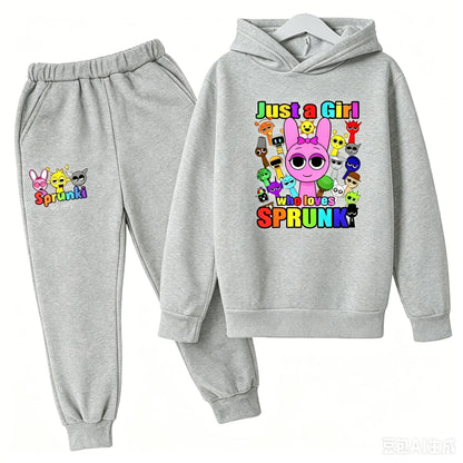 Sprunki Kids Clothes Hoodie+pants Age 2-12 Boy Girl Incredibox Anime Figures Sweatshirt Spring Autumn Pullover for Children Sets