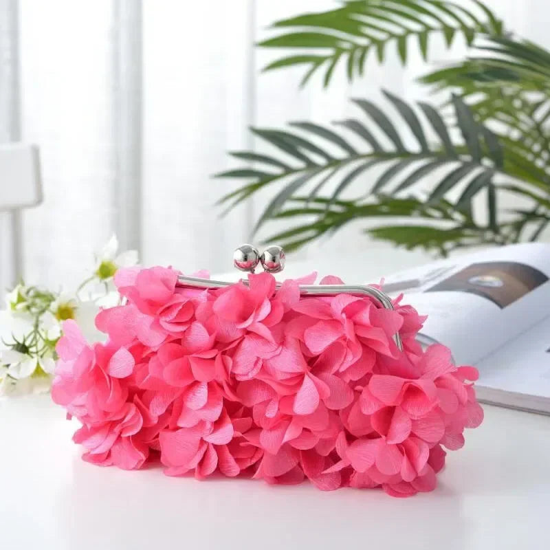 Wedding Dress Bag 8 Colors White Bride Clutches Ladies Blue Party Handbag Woman Purple Evening Flower Bags Floral Wedding Clutch