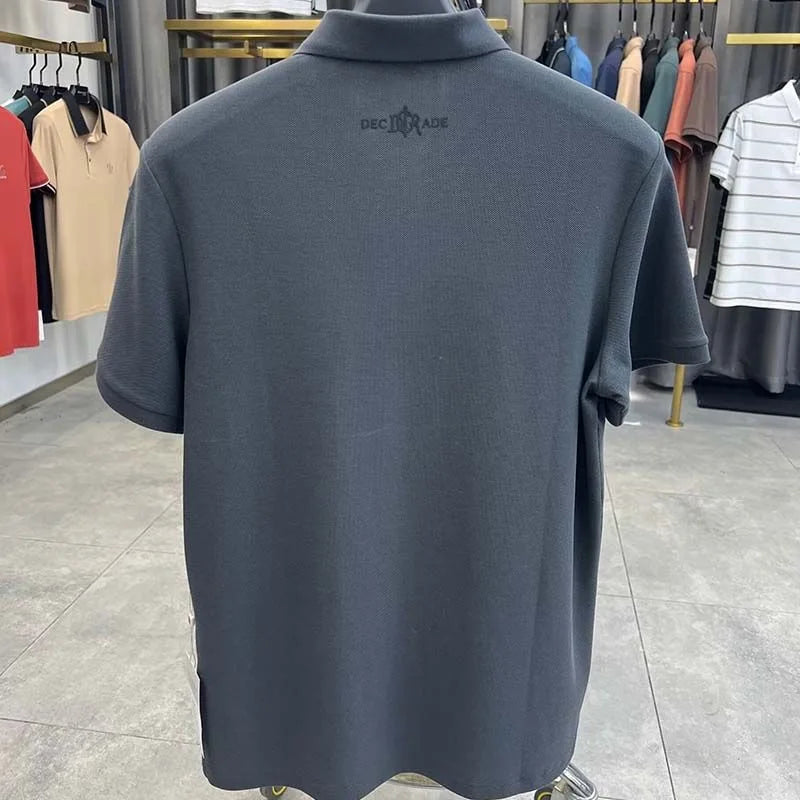 High end 100% cotton short sleeve T-shirt men's lapel top 2024 summer new designer brand embroidery fashion casual polo shirt