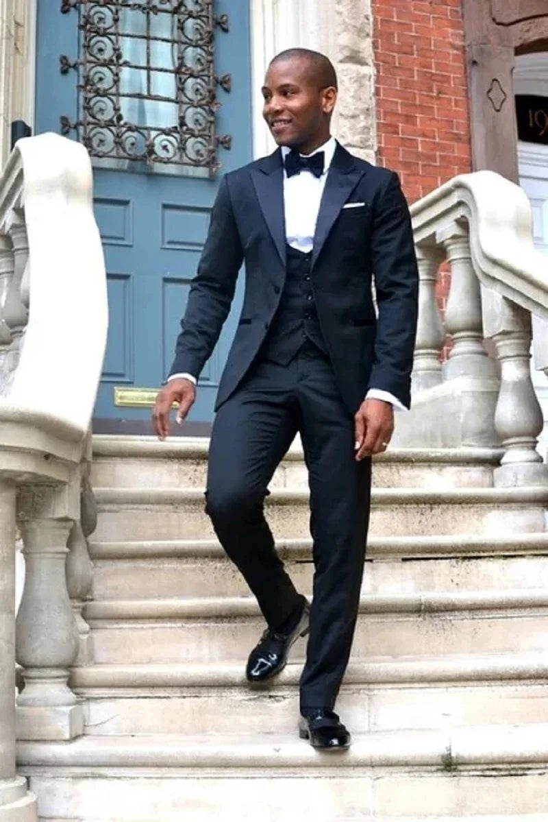 Men Suit Slim Fit Groom Tuxedos Best Groomsmen Wedding Suit Men Suits (Jacket+Pants+Vest)