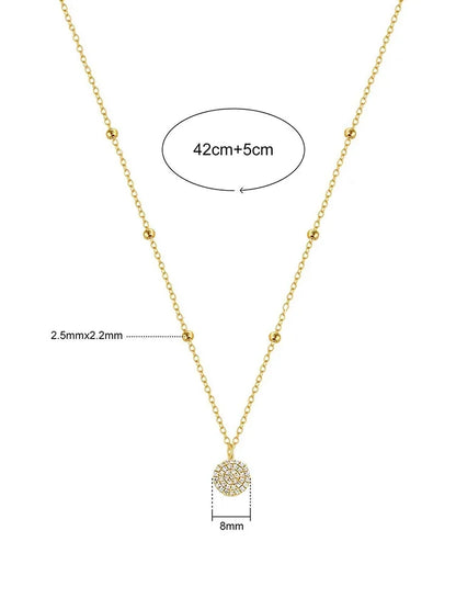 925 Sterling Silver Fashion Shiny Round Beads Halo Zircon Necklace For Women Engagement Wedding High Quality Fine Jewelry