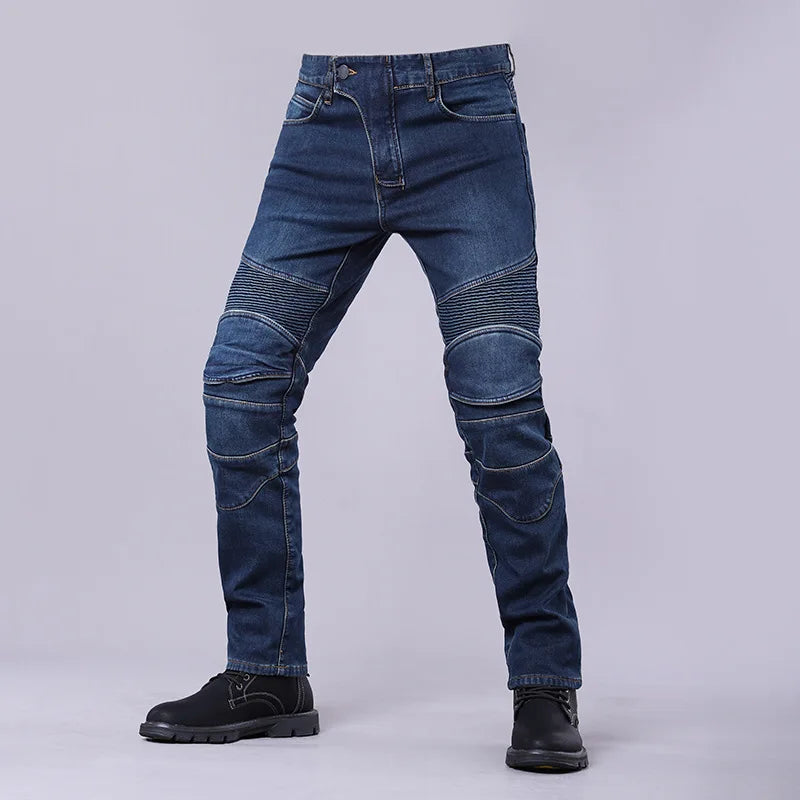 Men's Winter Biker Jeans Motocycle Denim Pants Male Stretch Original Long Trousers Off-road Protection Pants Plus Size 5XL