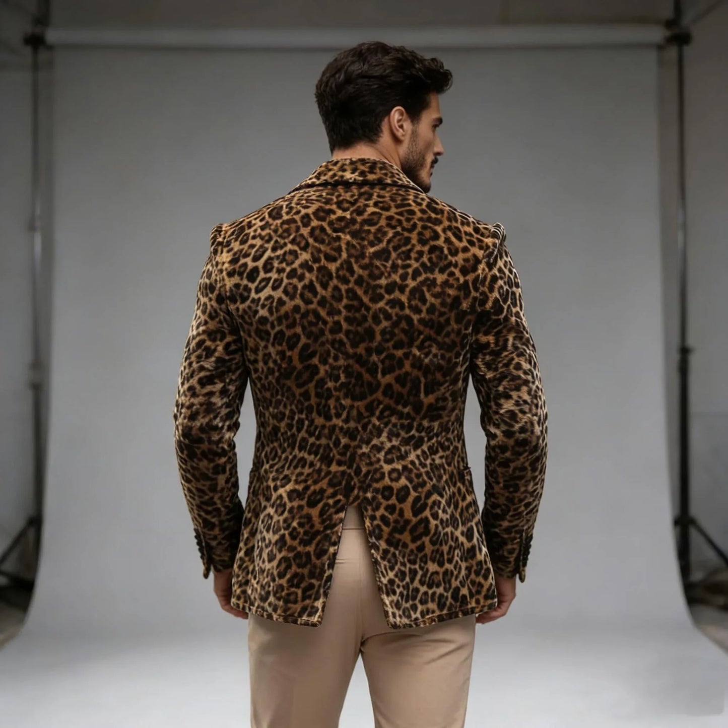 Men's Suits Leopard Blazer Luxury Casual Peak Lapel Single Breasted Slim Fit 1 Piece Jacket Party Handsome Customized Sport Coat