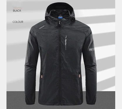 UPF50+ Summer Outdoor Quick Dry Sun-Protective Thin Jacket Men Hiking Fishing Cycling Hooded Gym Sport Ultra Light Windbreaker