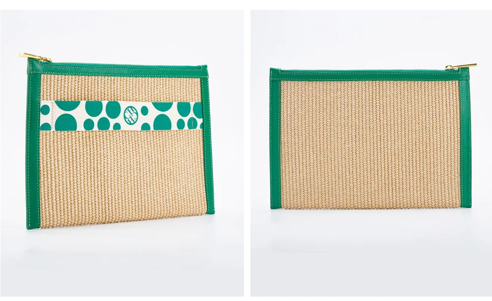 Handmade Woven Clutch Bag Ribbon Embellished Niche Style Clutch Bag