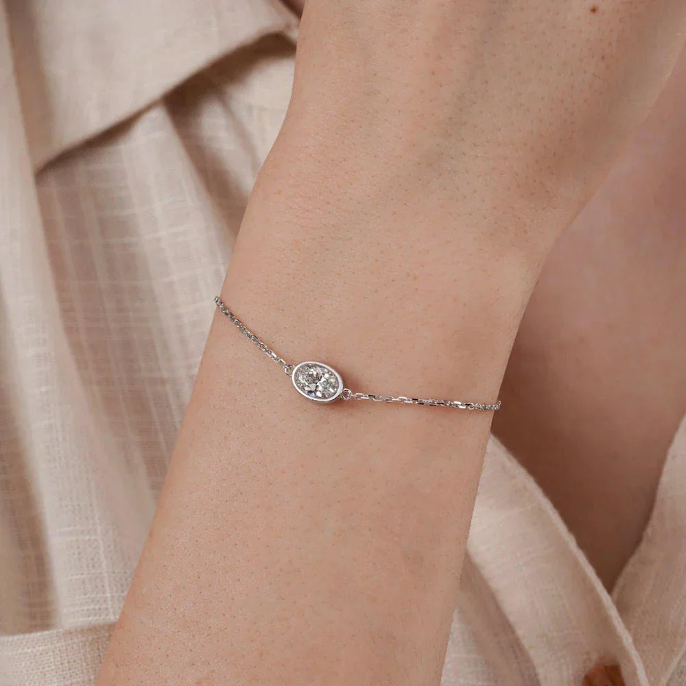 1/2CT Marquise Pear Cut Moissanite Solitaire Link Bracelet Women s925 Silver Bezel Setting Lab Diamond Bridal Wrist Chain