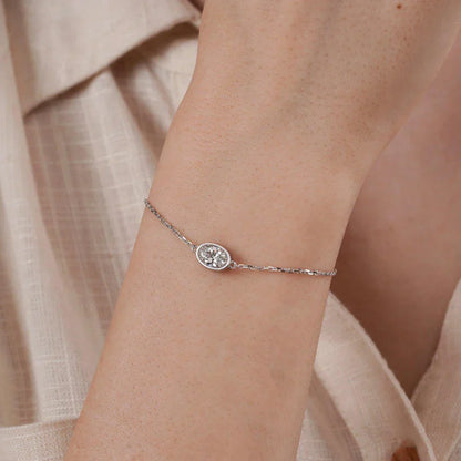 1/2CT Marquise Pear Cut Moissanite Solitaire Link Bracelet Women s925 Silver Bezel Setting Lab Diamond Bridal Wrist Chain