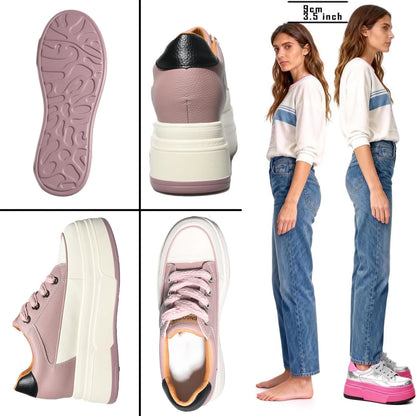 Hidden Heel Shoes High Platform shoes 9cm 3 inch comfortable sneakers for women Vulcanized Shoes Chunky Wedge Casual Shoes