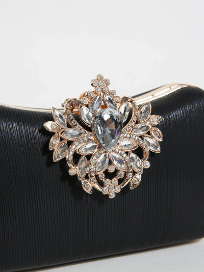 Luxury Rhinestone Evening Bag For Carnaval, Shiny Wedding Dress Purses,  Glamorous,Elegant,Exquisite Small Rhinestone Decor Boxy