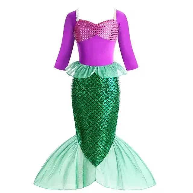 Mermaid Dress Girls Kids Cosplay Dresses Princess Costume Perform Clothes Birthday Party Halloween Clothing