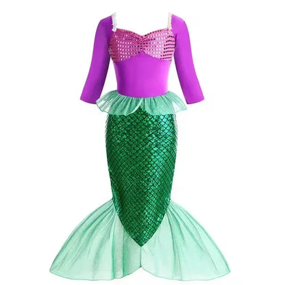 Mermaid Dress Girls Kids Cosplay Dresses Princess Costume Perform Clothes Birthday Party Halloween Clothing