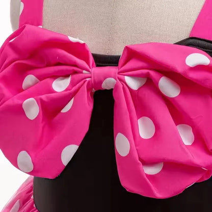 Polka Dot Girls Party Dresses Sleeveless Summer Bowknot Princess Dress Cartoon Mouse Cosplay Costume Kids Birthday Gift Outfit