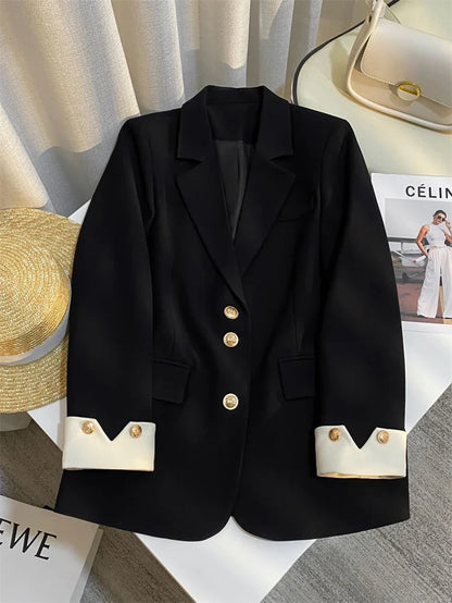 Mint Green Women Blazers 2025 Spring New Jackets Single Breasted Unique Cuff Design Notched Casual Suit Jacket Fashion Lady Coat