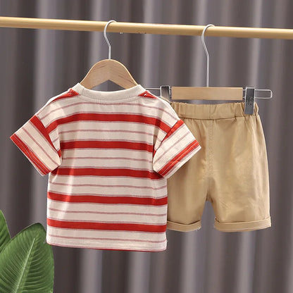 New Summer Baby Boys Clothes Suit Children Girls Casual Striped T-Shirt Shorts 2Pcs/Sets Toddler Cotton Costume Kids Tracksuits