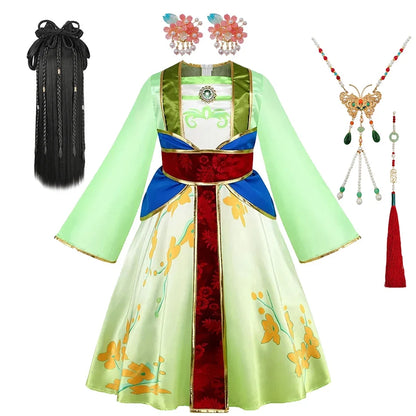 Girl Hua Mulan Princess Costume Children Chinese Hanfu Dress Costumes of Ancient Chinese Person Halloween Carnival Clothing
