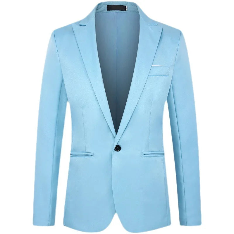 2026 New Men's Slim Blazers Fashion Single-button Business Casual Suit Jacket Solid Elegant Stylish Party Wedding Suit Tops Male