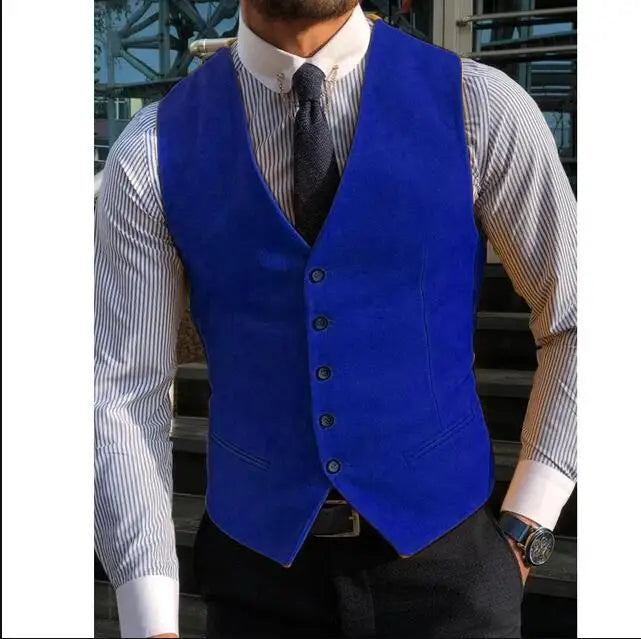 New Arrvial Men Vest Classic Cotton Blended Slim Fit Formal Suit Waistcoat  Vest Men Busoness