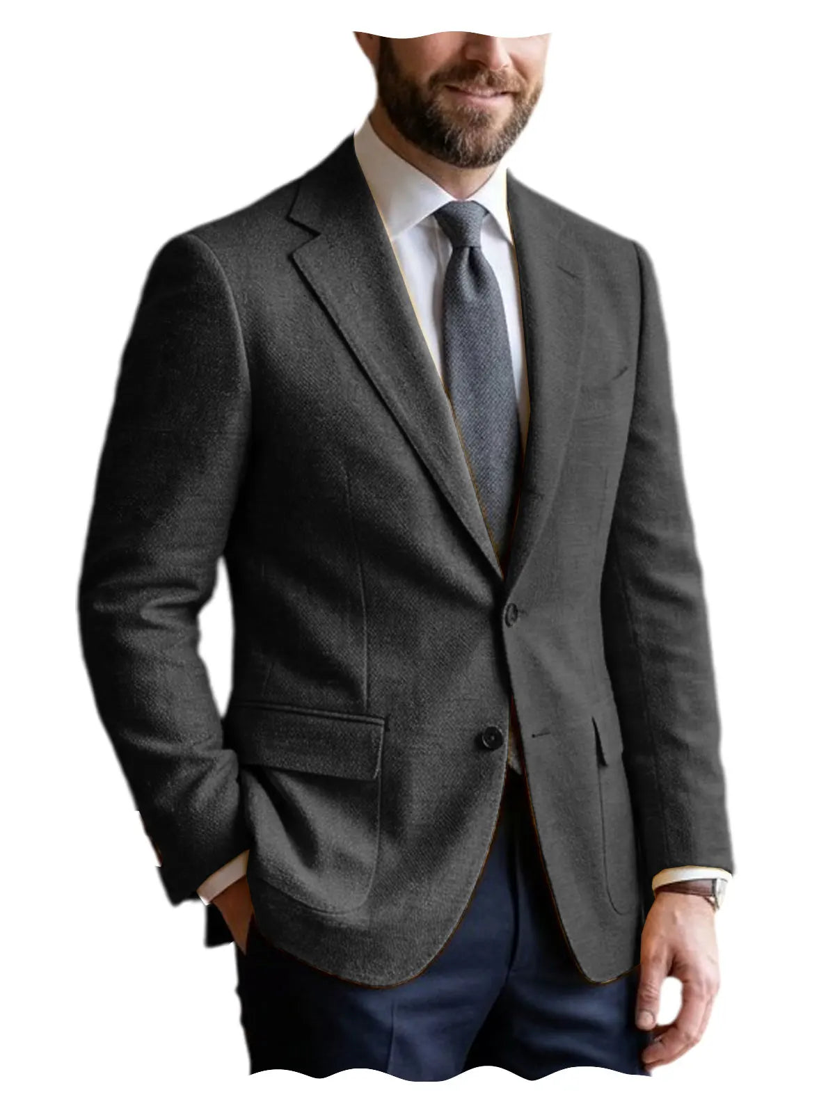 Men's Linen Blazer Notched Lapel 2 Button Slim Fit Suit Jacket Lightweight Breathable Men Business Wedding Party for Spring
