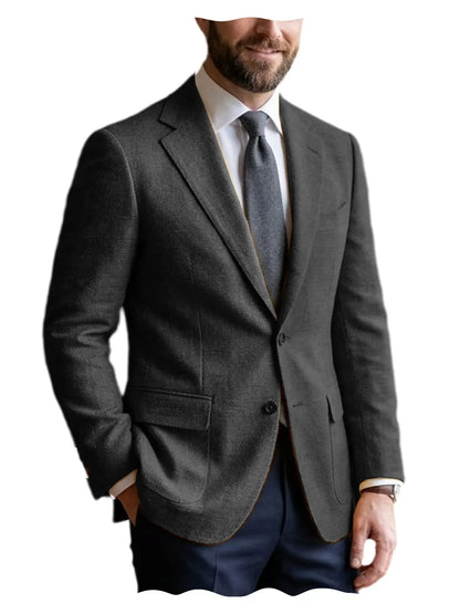 Men's Linen Blazer Notched Lapel 2 Button Slim Fit Suit Jacket Lightweight Breathable Men Business Wedding Party for Spring