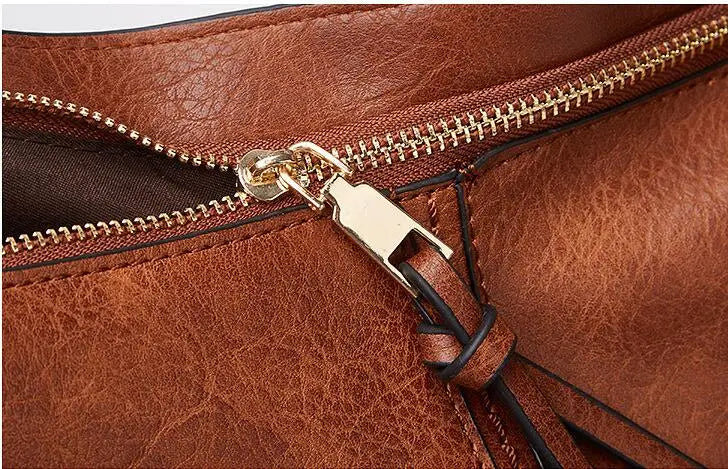 Hobo Bag Leather Women Handbags Female Leisure Shoulder Bags Fashion Purses Vintage Bolsas Large Capacity Tote Bag