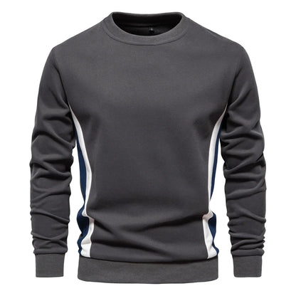 Mens Patckwork Cotton-blend Crew Neck Sweatshirts Fashion Casual Sport Round Neck Pullover Sweatshirt for Men