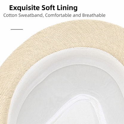 Lightweight Linen Belfry Trilby Hat Sun Protection Versatile Panama Trilby Hat Short Brim Breathable Fedora Sun Hat Travel