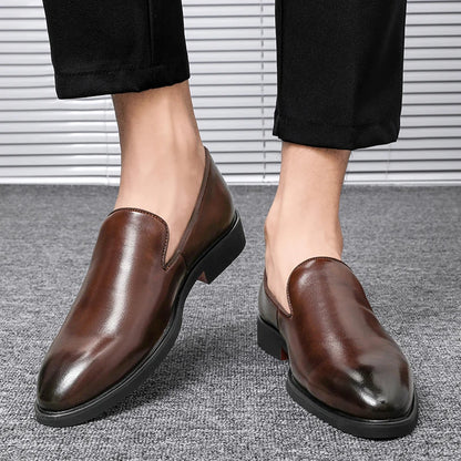 Italian brand mens Loafers Men's brown daily soft sole red sole patent leather shoes Outdoor business dress shoes big size：38-48