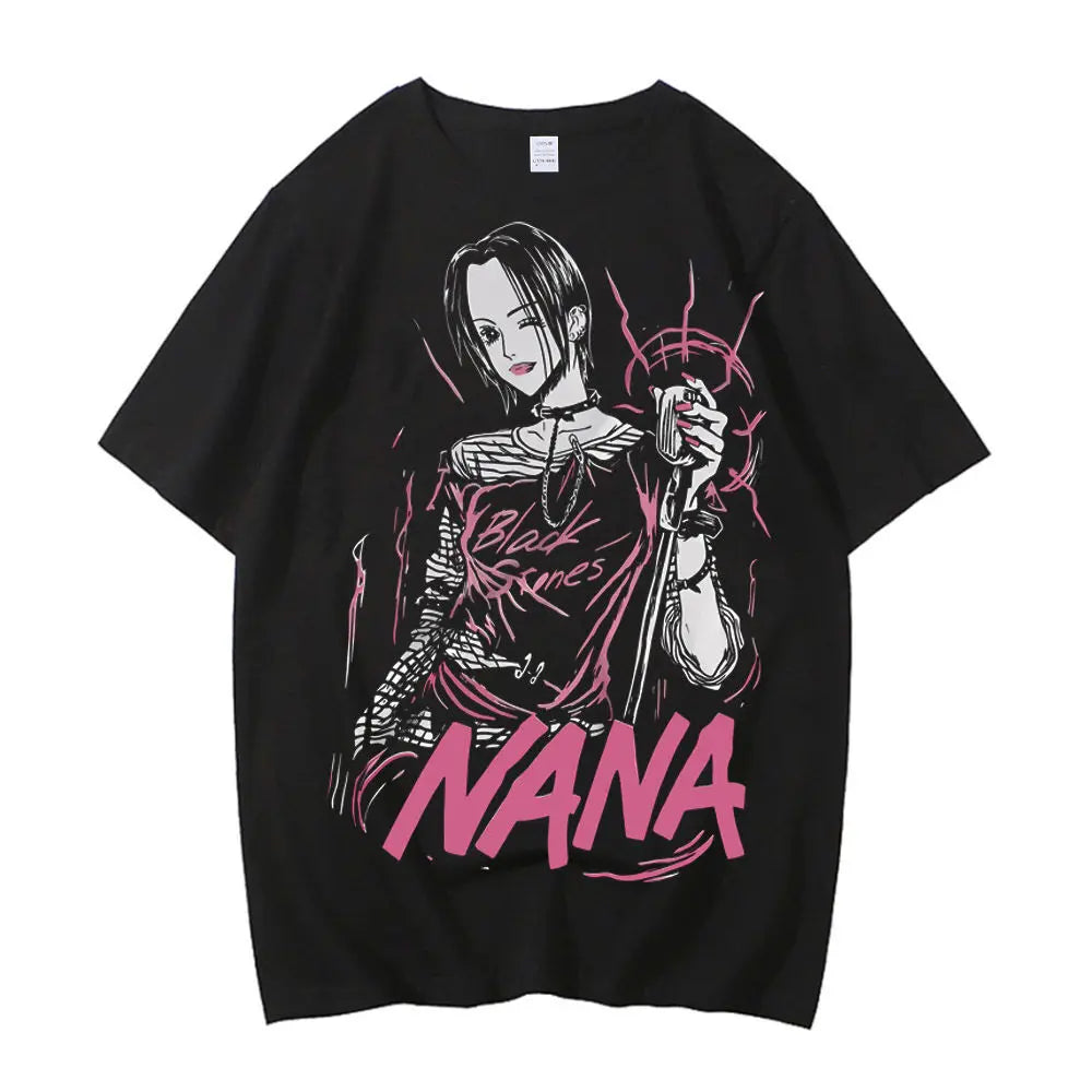 Black Stones Nana Osaki cotton t shirt male Y2k graphic Pastel aesthetic tshirt 2000s kawaii Pastel anime 2000s Comfortable
