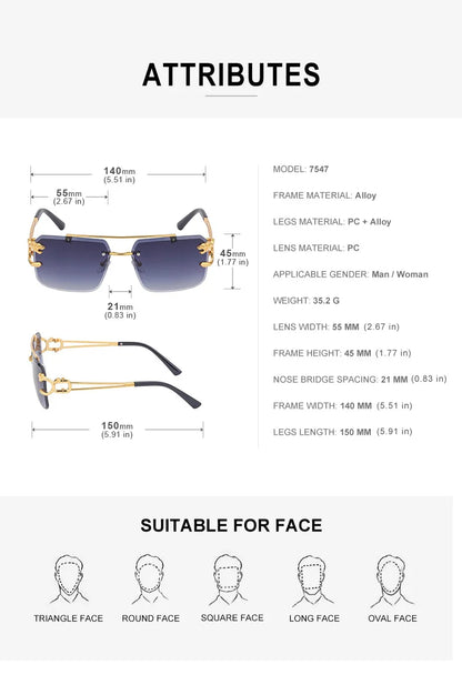 New Retro Rimless Sunglasses For Men Steampunk Sunglasses Women Punk Fashion Glasses Vintage Shades Gafas De Sol Sonnenbrill Sun