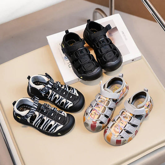 Boys Girls Casual Toes Capped Shoes Soft Sole Kids Sport Sandals Non-slip Children Summer Beach Shoes Classic Pull Rope 2025 New
