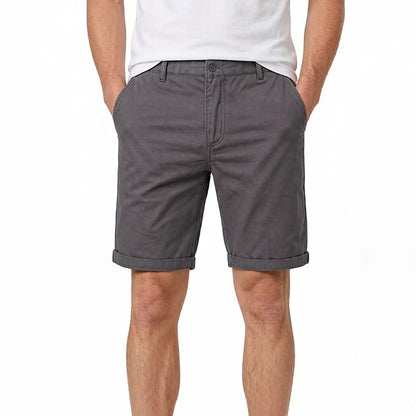 Classic Mens 100% Cotton Casual Shorts Khaki Grey Navy Black Knee Shorts American Style Streetwear Golf Shorts