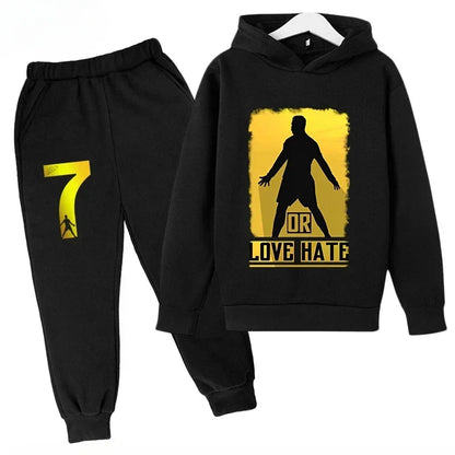 Quick-Dry CR7 Kids Tracksuit 7-13Y Ronaldo 7# Print Sports Outfit Breathable Fabric Active Wear Kids Boutique Clothes