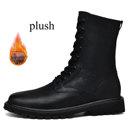 Plus Big Size 49 50 51 52 Winter Mens High Top Leather Boots Combat Tactical Shoes Hunting Khaki Black Retro Sales Discounts