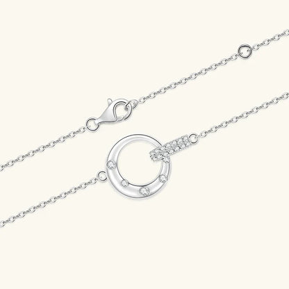 Certified Full Moissanite Necklace Exquisite 925 Sterling Silver Double Circle Pendant Necklaces For Engagement Jewelry