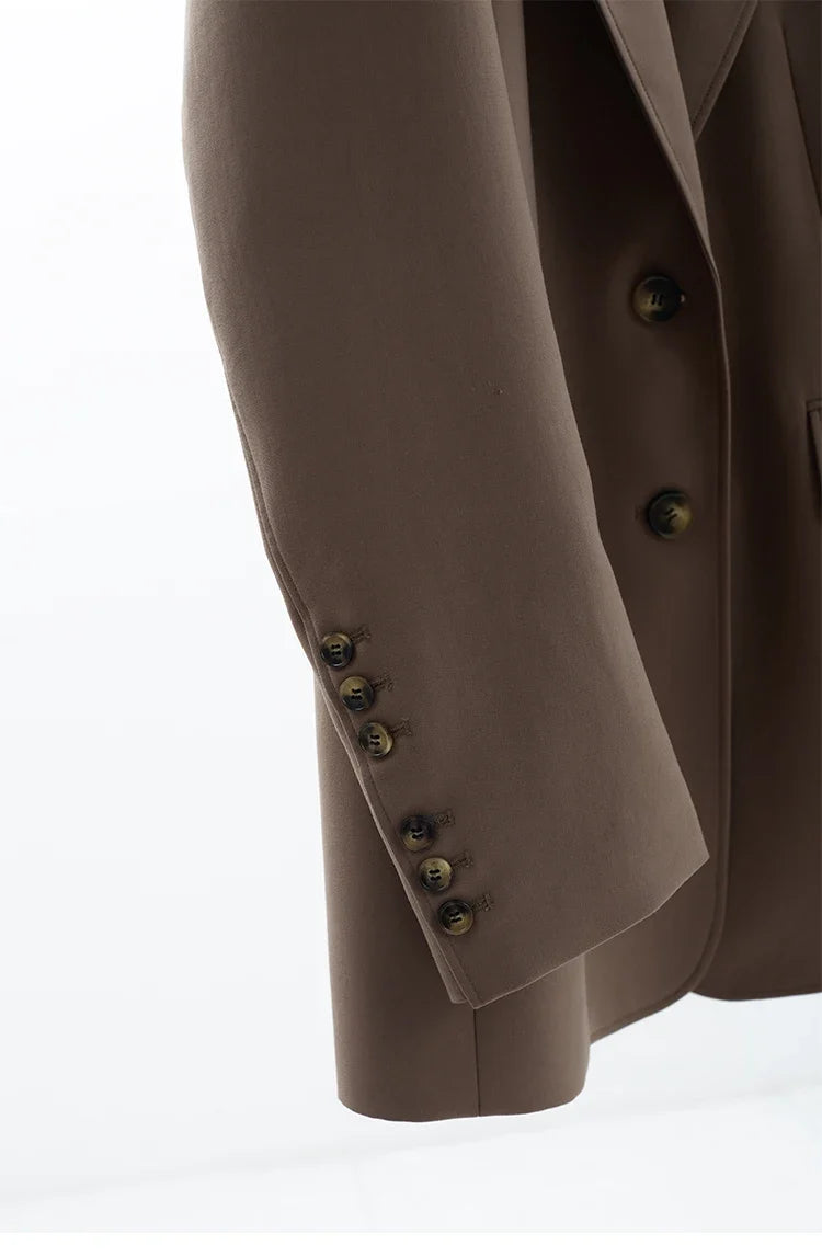 The Ultimate Store Hit~ Women's Mid-Length Oversized Blazer with Shoulder Pads for Petite Figures, Casual Suit Jacket