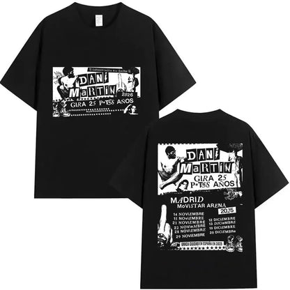 Rapper Dani Martin Tour 2025-2026 Merch T Shirts Men's Pop Music Clothing Short Sleeve T-shirt Man Hip Hop Gothic Vintage Tshirt