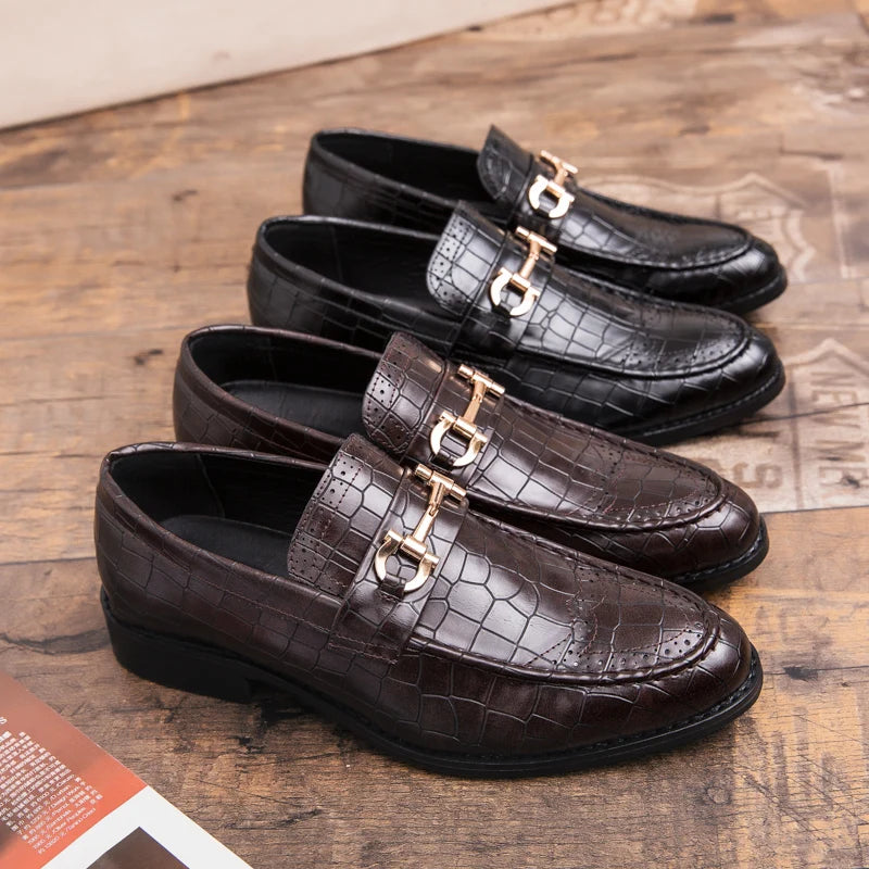 High Quality Casual Business Leather Shoes For Men Classic Social Leather Shoes Men Party Formal Loafers Men Dress Shoes Retro