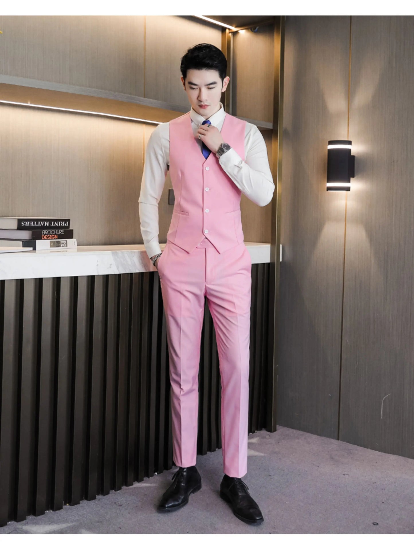 Plus Size 40-29 High Qualitys Men's Solid Color Slim Fit Suit Pants Fashion Business Formal Men Wedding Social Party Trousers