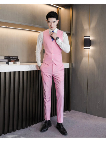 Plus Size 40-29 High Qualitys Men's Solid Color Slim Fit Suit Pants Fashion Business Formal Men Wedding Social Party Trousers
