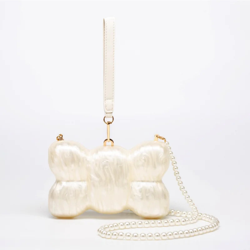 Mini Pearl Bag Crossbody Beaded Necklace Shoulder Handbag Egg Evening Fashion Totebag Women Hand Lady Phone Handbags Small Woman
