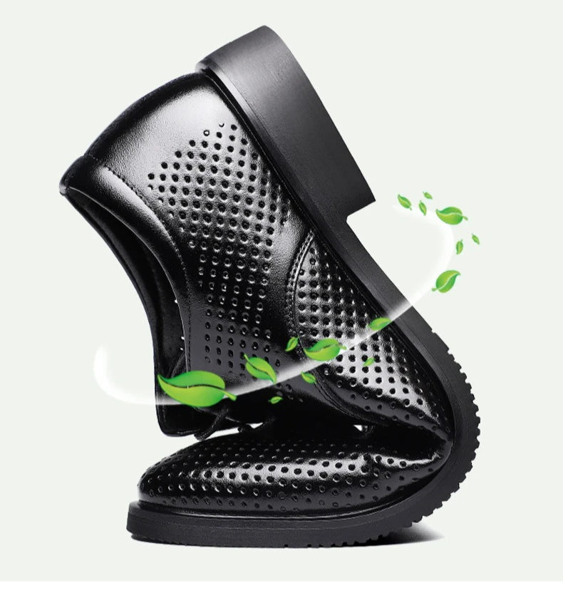 Summer Autumn Dress Shoes for Men Hallow Breathable Lace Designer Leather Shoes Male Fashion Business Casual Elegant Shoe Man