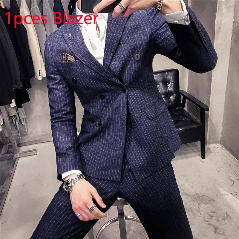 25 Colors 1 Pcs Blazer No Pants S-7XL New Wedding Dress Formal Business Slim Mens Suit Jacket Plaid Striped Solid Color
