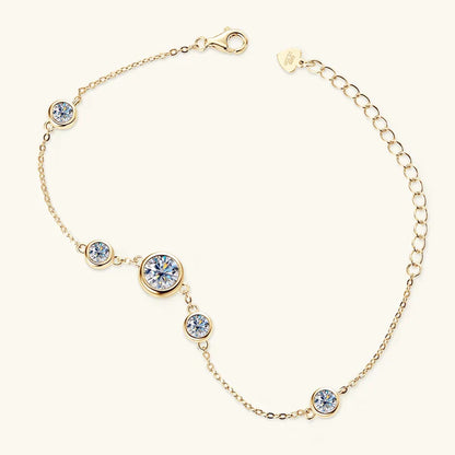 2024 New 18k Gold Plated Bracelet 925 Silver Chain 2mm D Color Bezel Moissanite Bracelets Fashion Women's Jewelry Gifts