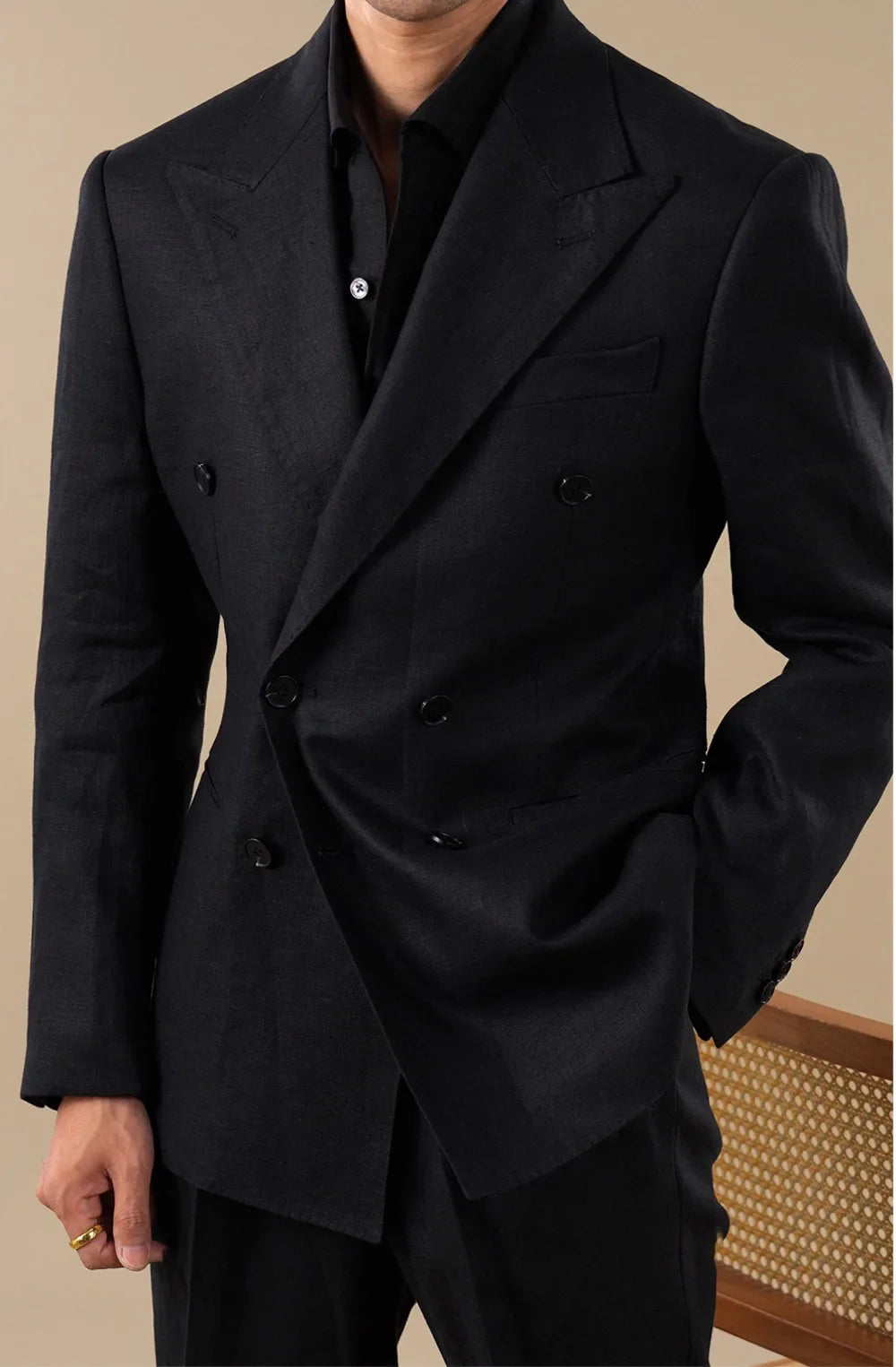 Pure Linen Men Tuxedo Suit Casual Suit Set For Men Summer Naples Two-Piece Suit Costume Mariage Homme Men Suit Business Tuxedos