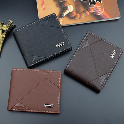 Homme court bifold en faux cuir masculina billetera porte-cartes d'identité porte-monnaie pochette couleur unie hombre business mince
