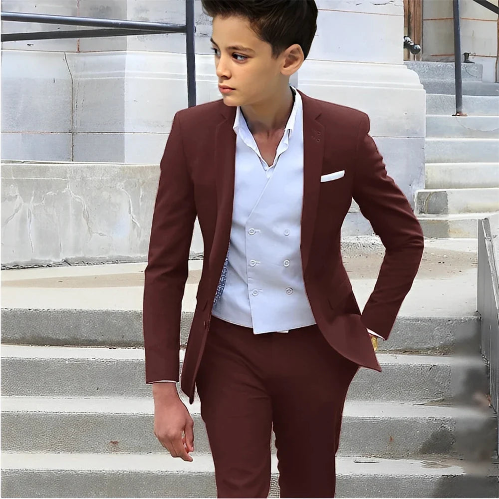 Formal Boys Slim Fit Suits 2 Pieces Birthday Party Tuxedo,Smart Handsome Kids Suit Set Wedding Guest Outfit Plus Size 2-20T