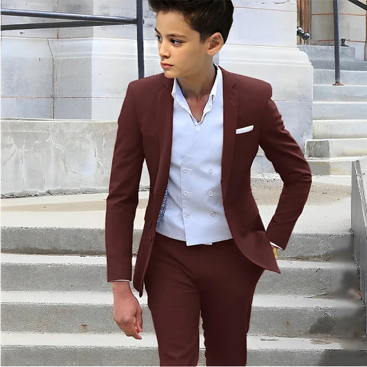 Formal Boys Slim Fit Suits 2 Pieces Birthday Party Tuxedo,Smart Handsome Kids Suit Set Wedding Guest Outfit Plus Size 2-20T
